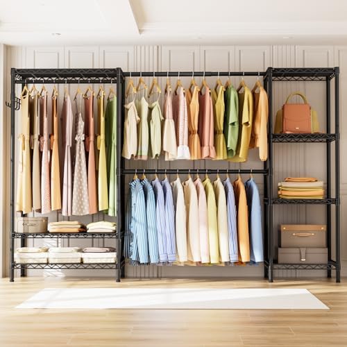 golpart heavy duty clothes rack metal wardrobe with shown in use