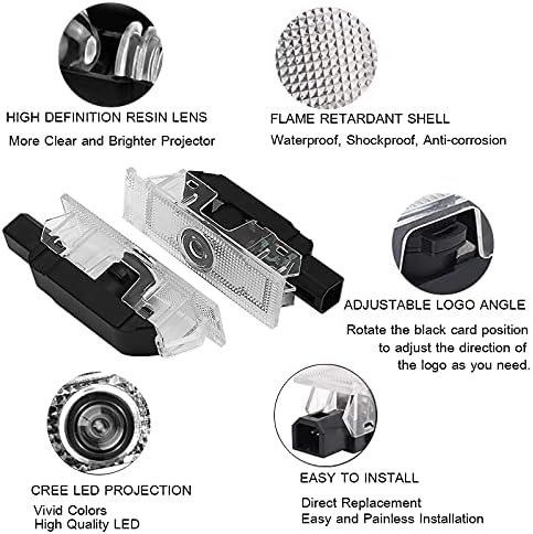 Never Fade HD Door Light Logo Projector Compatible with Stelvio Giulia Giulietta, 2Pcs 3D LED Ghost Shadow Laser Car Courtesy Step Puddle Light