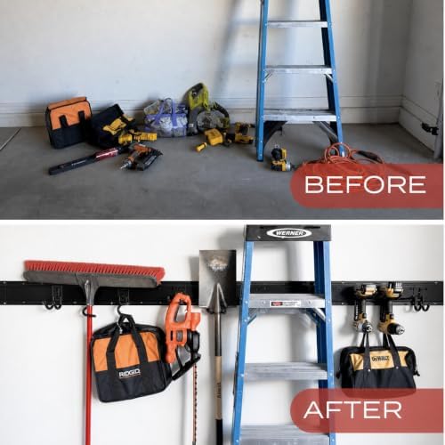 vaulton 96" garage wall organizer, metal tool rack shown in use