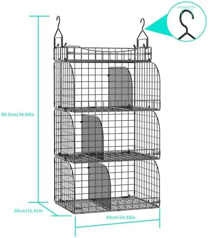 hapirm hanging closet organizer storage - 4 tier, close-up detail
