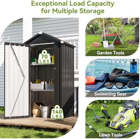 aoxun vertical outdoor storage cabinet 2.5’x2’ with floor, front angle view