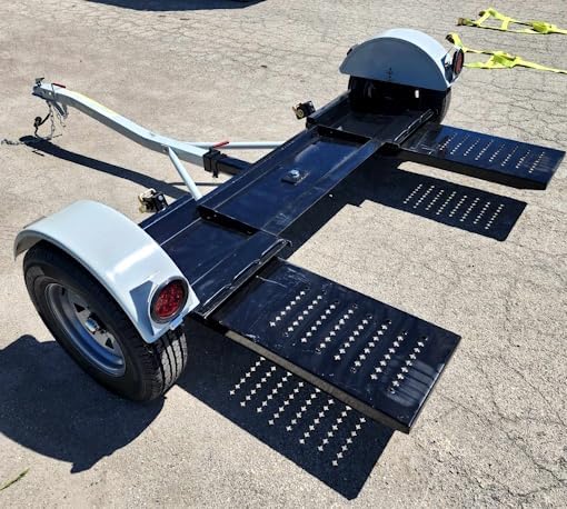 Car Tow Dolly Heavy Duty Car Trailer Towing Dolly Hauler - 4,900 Capacity Tow, White