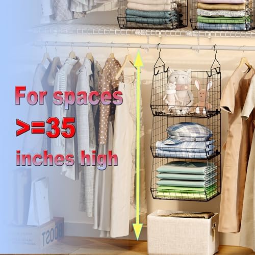 x-cosrack 3-tier hanging closet organizer, laundry room organization showing dimensions