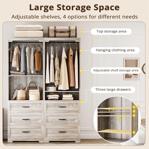 ironck freestanding closet system with adjustable shelves &, side view