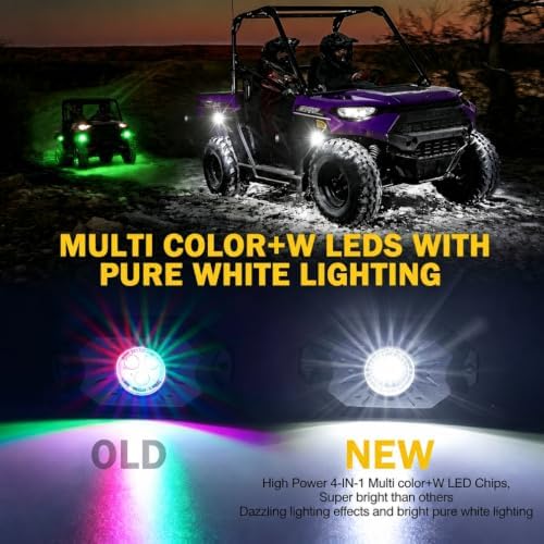 xprite led rock lights kit 10 pods multicolor shown in use