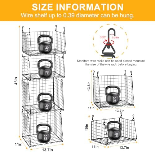 lyuwanxian 4-tier hanging closet organizer with 360°rotating hooks, close-up detail
