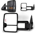 A Pair Heated Towing Mirrors Fits 1999-2002 for Chevy Silverado for GMC Sierra 1500/2500, Power Adjusted View Mirror with LED Turn Signal Light