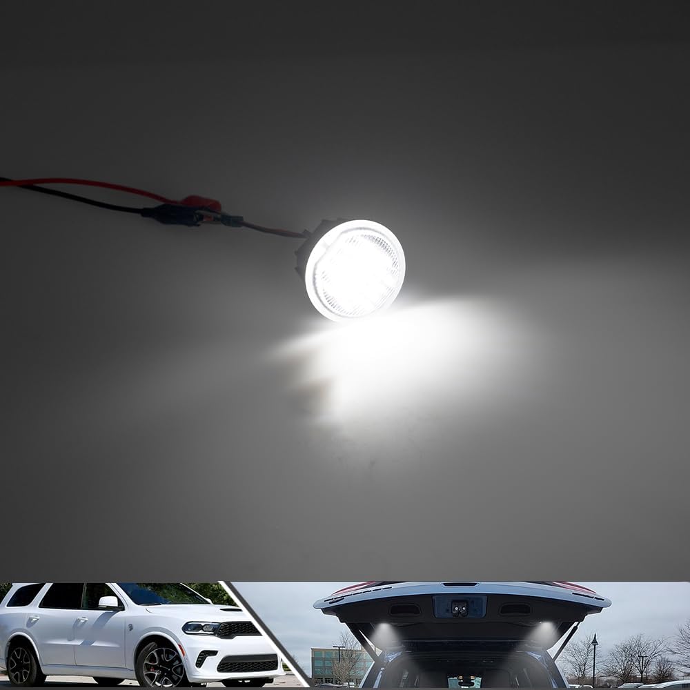 2Pcs White LED Trunk Luggage Compartment Light Light for 2011-2021 J'eep Grand Cherokee WK2 2011-2024 Do'dge Durango Led Interior Trunk Cargo Area Lamp Replacement OEM Clear Lens