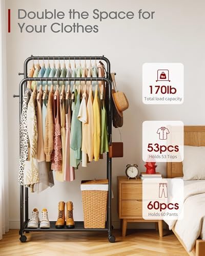 sakugi double rod clothes rack mesh shelf &, close-up detail