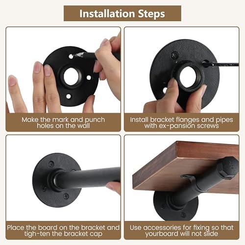 8 inch industrial pipe shelf brackets set of, package contents