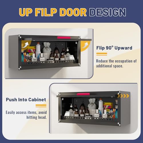 eltean 31.5" metal wall cabinet,garage wall cabinet with, side view
