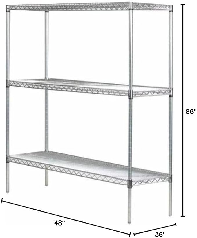 Omega 36" Deep x 48" Wide x 86" High 3 Tier Chrome Starter Shelving Unit - Image 2