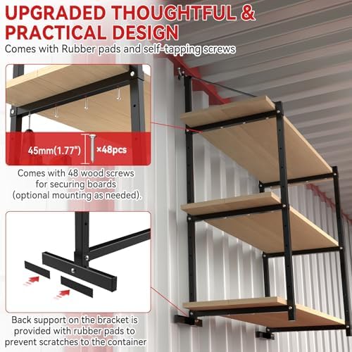 shipping container shelving bracket adjustable (4 pack, black), package contents
