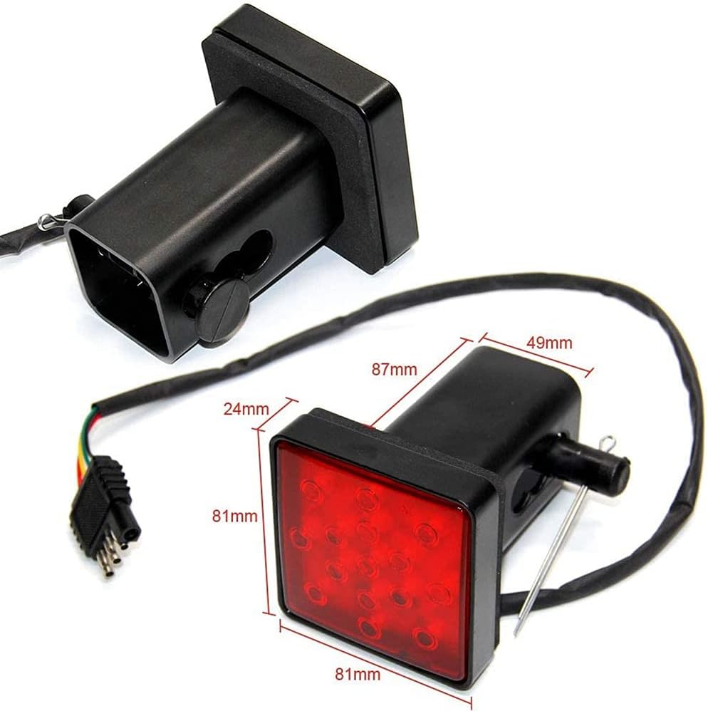 Red 15 LED 2 inch Trailer Truck Hitch Tow Haul Receiver Cover Brake Light with Pin 12V, 500098565