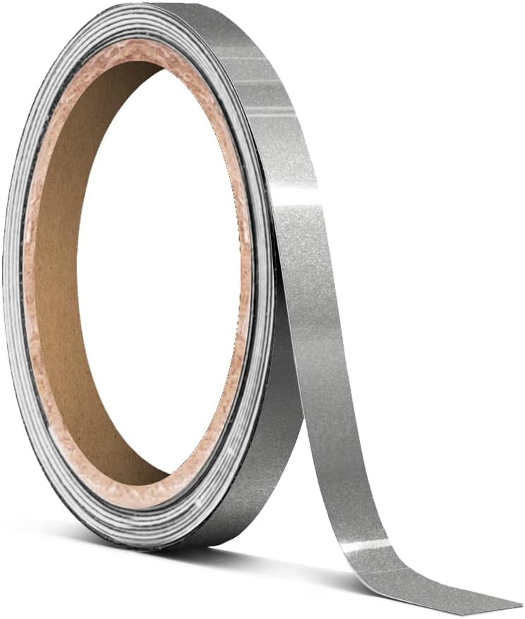 VViViD Ultra Gloss Silver Metallic Air-Release Adhesive Vinyl Pinstripe Tape Roll (¼ Inch x 20ft)