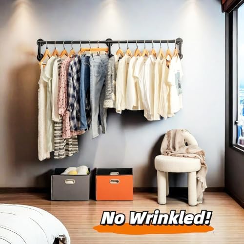 wall clothes rack, industrial pipe clothing rack, hanging, package contents
