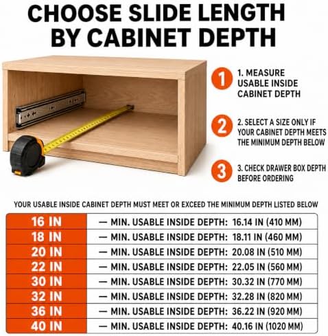 32 inch heavy duty drawer slides, side mount on a desk or shelf