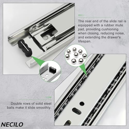 necilo 10 inch ball bearing drawer slides,100lb full, package contents