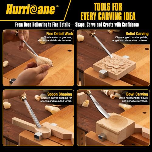 hurricane 12-piece starter wood carving tools set, professional, package contents