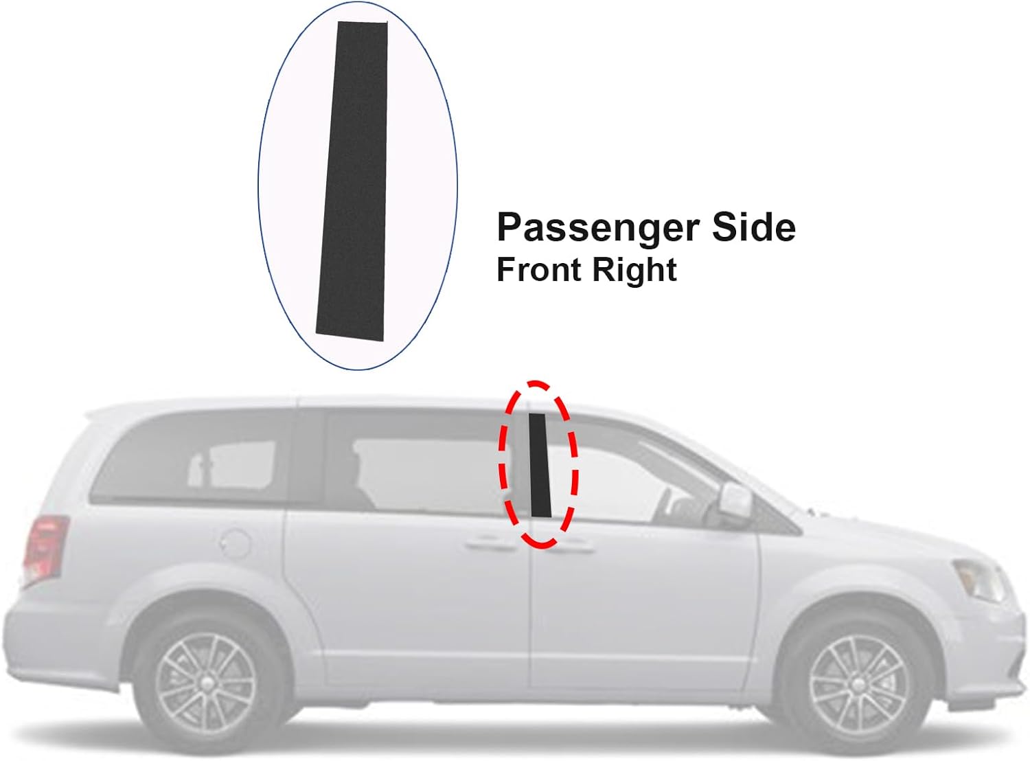 B-Pillar Side Molding Windshield Door Outer Trim Right (Passenger Side Replacement for 2008-2016 Chrysler Town Country,2008-2020 Dodge Grand Caravan Replaces 926-445 5020664AA 5020665AC
