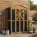 outdoor wooden storage shed cabinet with 6 adjustable, main product view