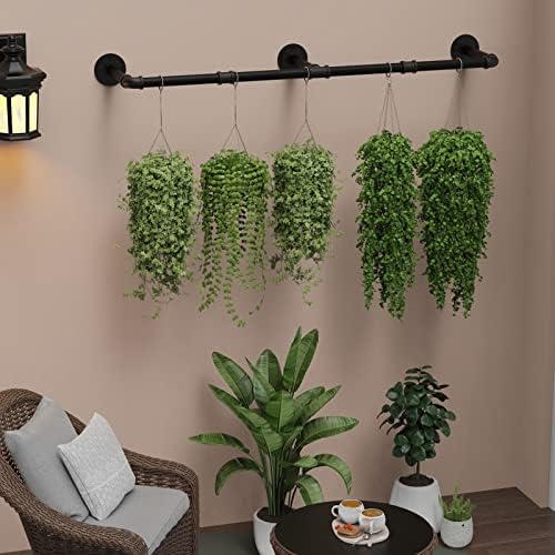 wall mounted clothes rack, 60in industrial pipe clothing, side view
