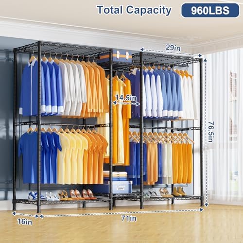 ulif e12 pro clothes rack，heavy duty freestanding garment shown in use