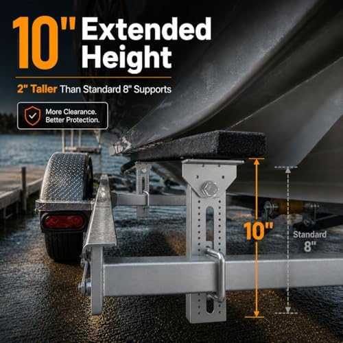 wellmax 10" boat trailer bunk brackets, heavy duty shown in use