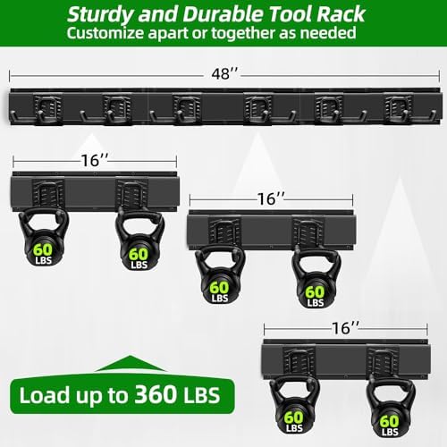 piyilo garage wall organizer, 48 inches adjustable garden shown in use