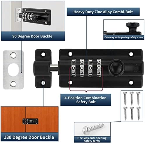 4-digit combination slide lock solid combination bolt latch shown in use