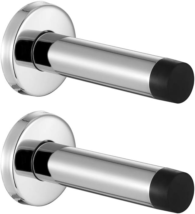 JQK Door Stopper Chrome, 304 Stainless Steel Thicken 1mm Sound Dampening Door by Homeimprovement