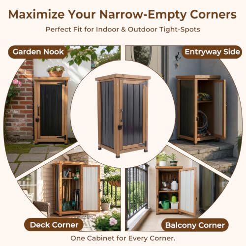 petscosset small outdoor storage cabinet waterproof with metal, side view