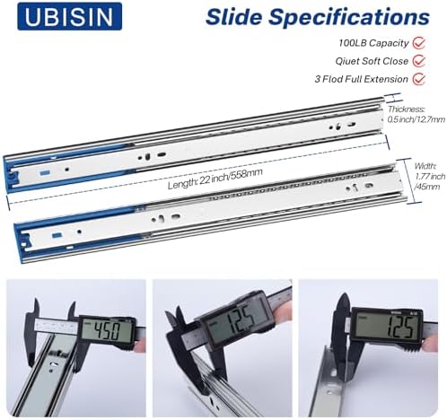 5 pairs soft close drawer slides 22 inch shown in use