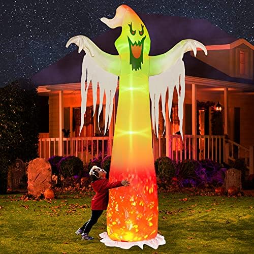 Hourleey 9 FT Halloween Inflatables Outdoor, Halloween Blow Up Yard Decorations with Built-in LED Lights for Indoor Outdoor Party Garden Lawn Clearance (Ghost)