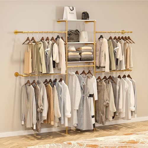 kakabb heavy duty gold pipe clothing rack, view 9