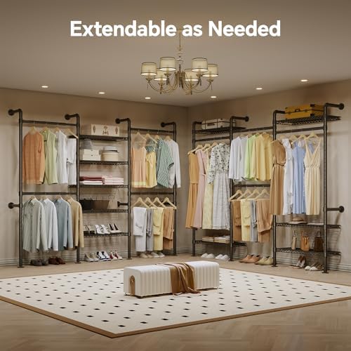 higeego w3 wall mounted clothes rack, industrial pipe, close-up detail