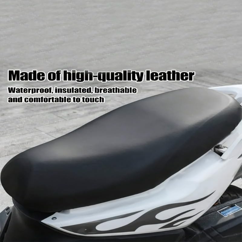 Motorcycle & Ebike Seat Cover Cushion, Stretchable PU Leather Seat Protector, Dustproof Sunproof Bike Seat Cover for Electric Bike, Scooter and Motorcycle