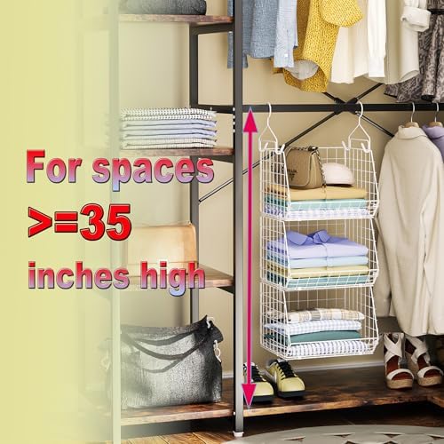 x-cosrack 3 tier foldable closet organizer, clothes shelves, side view