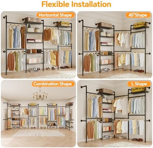 higeego w4 wall mounted clothes rack, industrial pipe, package contents
