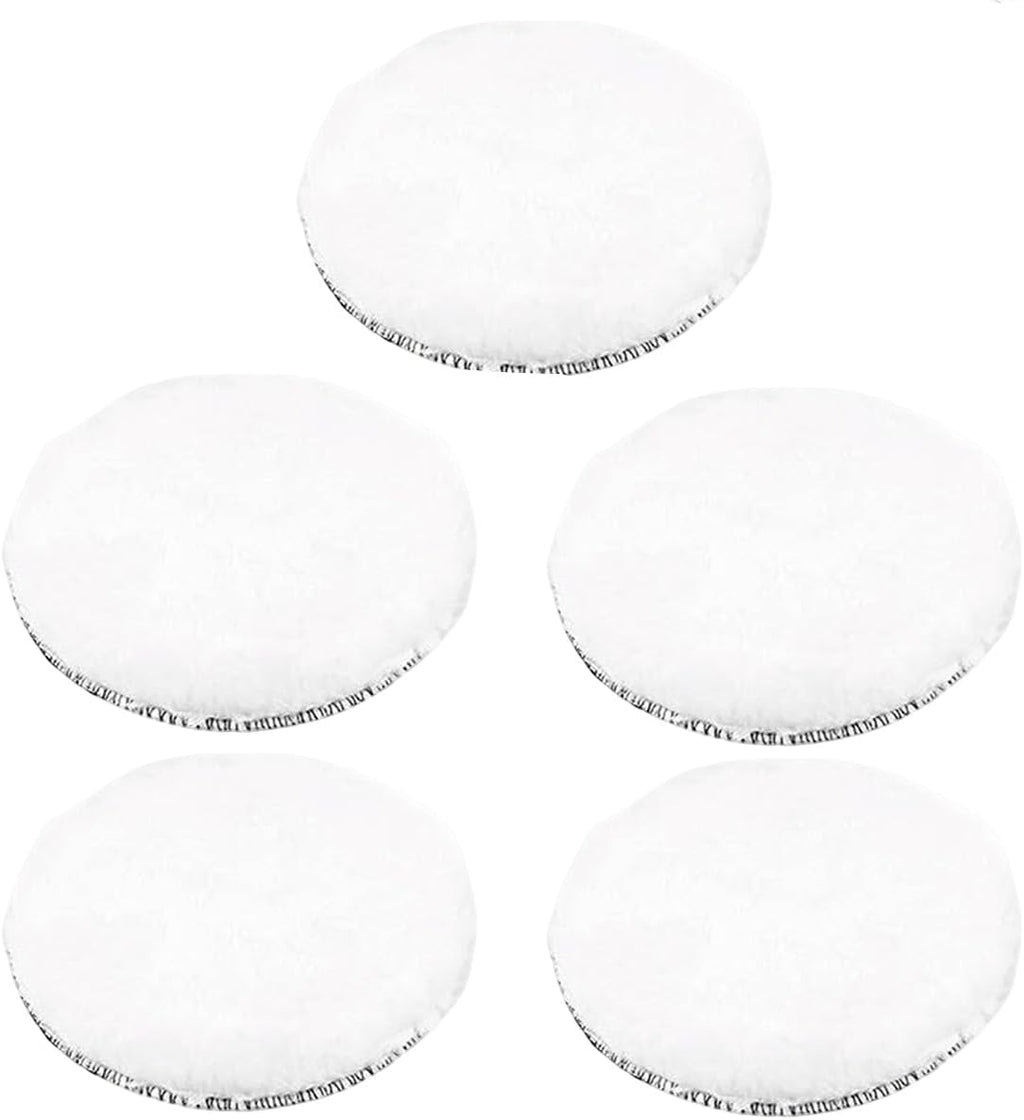 Swagwert 5Pcs 5" Wool Polishing Buffing Pads Hook and Loop Pad Fit Orbital Polisher Buffer