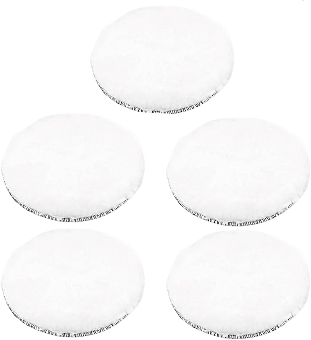 Swagwert 5Pcs 5" Wool Polishing Buffing Pads Hook and Loop Pad Fit Orbital Polisher Buffer