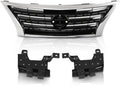 G-PLUS Front Bumper Upper Grille w/Insert | Compatible with Nissan Sentra SR 2013-2015 Chrome Shell Grill Inserts 623103RM0A NI1200253