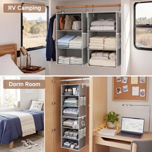 storageworks hanging closet organizer, 6-shelf with 2-in-1 design on a desk or shelf