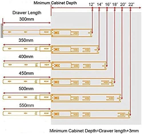 gobrico 10 pairs 20-inch rear/side mount soft close, front angle view