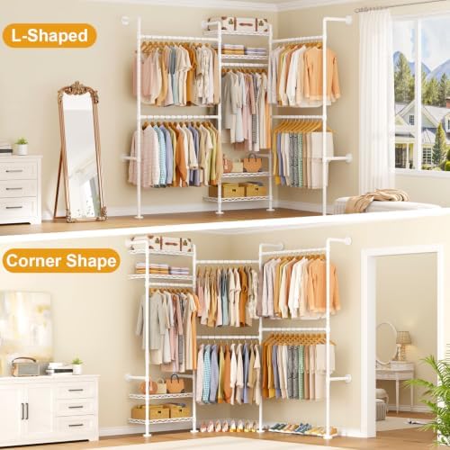 ulifhome m7 wall-mounted clothes rack, heavy-duty garment closet, side view