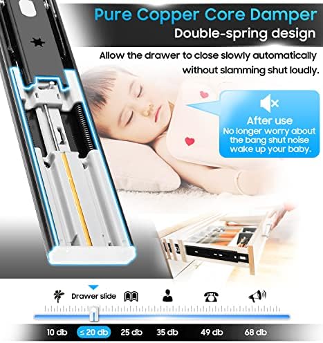 yenuo 5 pairs soft close drawer slides full on a desk or shelf