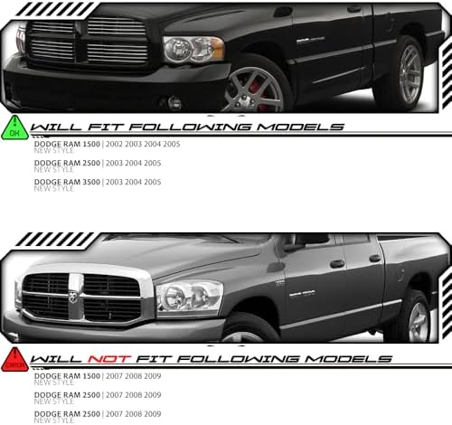 EPIC LIGHTING OE Fit Halogen Headlights Tail Lights Compatible with DGE 02-05 RAM 1500 03-05 RAM 2500 3500 [ 55077121AG 55077121AE 55077347AD 55077347AF ] Combo 4-Piece