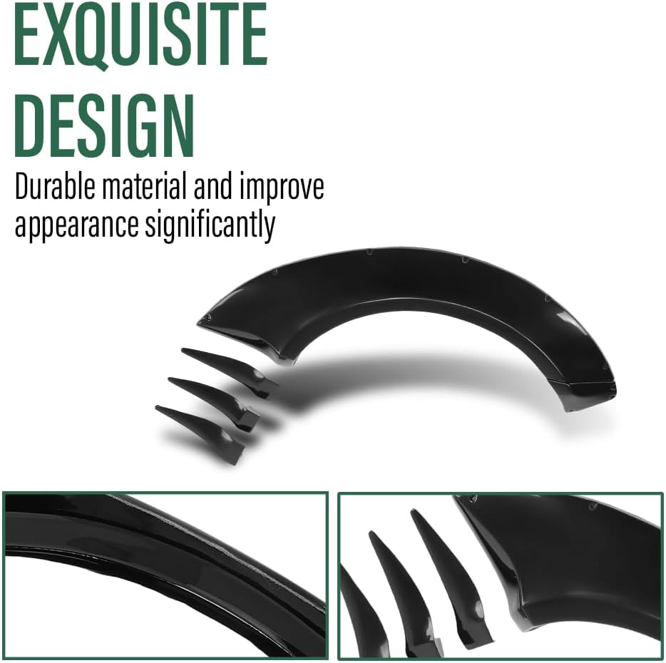 Fender Flares Compatible with Chevy Camaro ZL1 2010 2011 2012 2013 2014 2015, 4 Pcs Kit with Front Canards, MB Style Black Widebody Overfenders, Bolt-On Exterior Wheel Arch Trim
