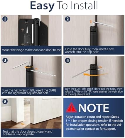 4 inch self closing door hinges,3-pack spring hinges,1/4" showing dimensions