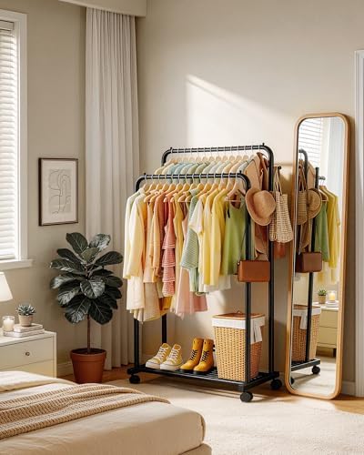 sakugi double rod clothes rack mesh shelf & on a desk or shelf